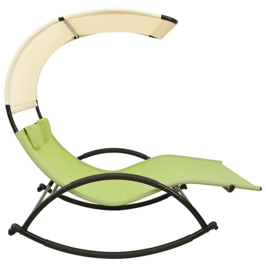 Faris Textilene Double Sun Lounger With Canopy In Green Cream_3