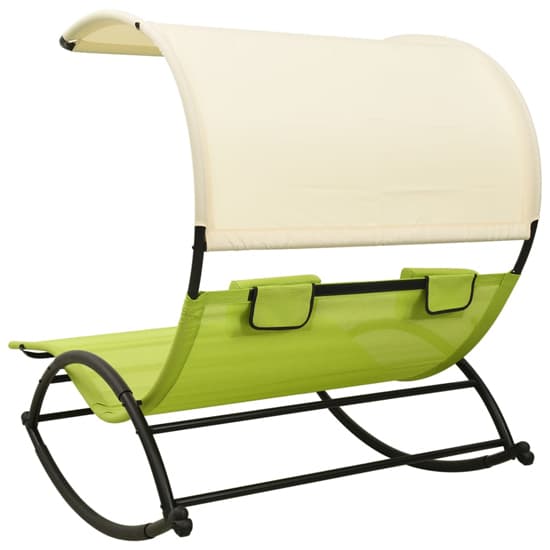 Faris Textilene Double Sun Lounger With Canopy In Green Cream_4