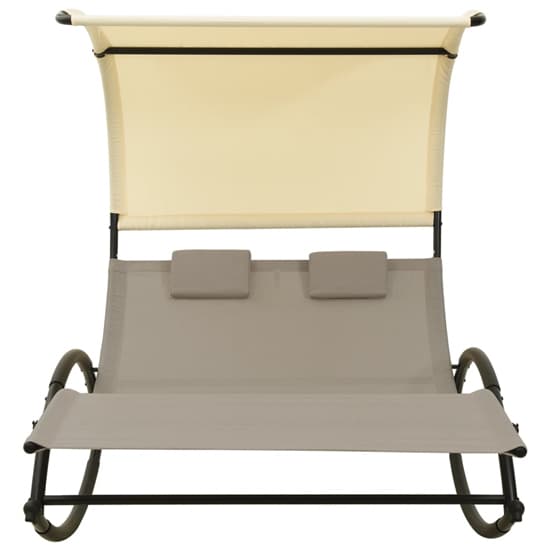 Faris Textilene Double Sun Lounger With Canopy In Taupe Cream_2