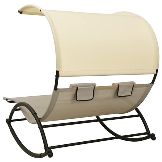 Faris Textilene Double Sun Lounger With Canopy In Taupe Cream_4