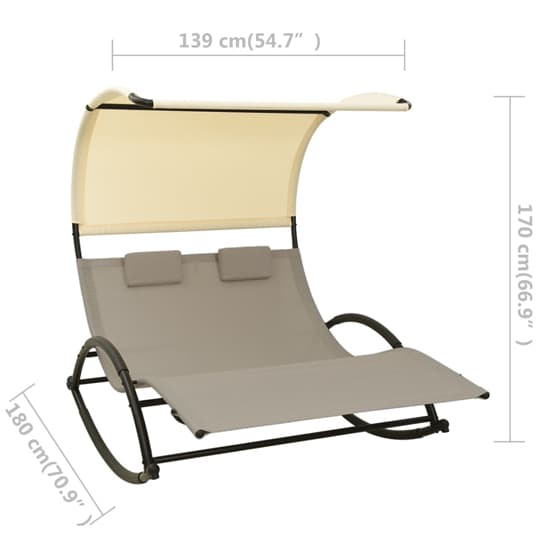 Faris Textilene Double Sun Lounger With Canopy In Taupe Cream_5