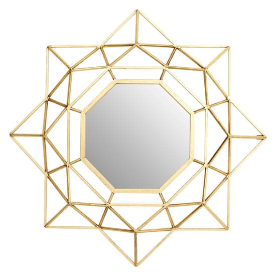 Farota Large Geometric Design Wall Mirror In Champagne Frame_2