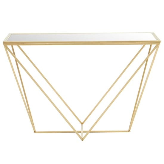 Farota Mirrored Glass Console Table With Gold Triangular Frame_3