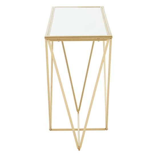 Farota Mirrored Glass Console Table With Gold Triangular Frame_4