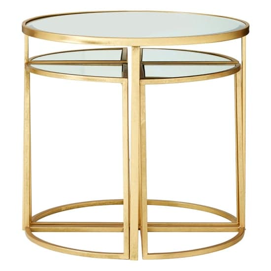 Farota Set Of 5 Mirrored Top Side Tables With Gold Frame_2
