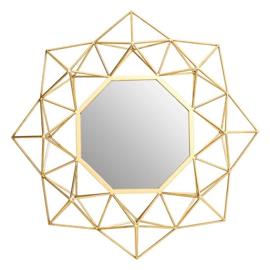 Farota Small Geometric Design Wall Mirror In Champagne Frame_2