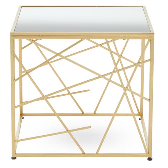 Farota Square Mirrored Glass Side Table With Gold Frame_2