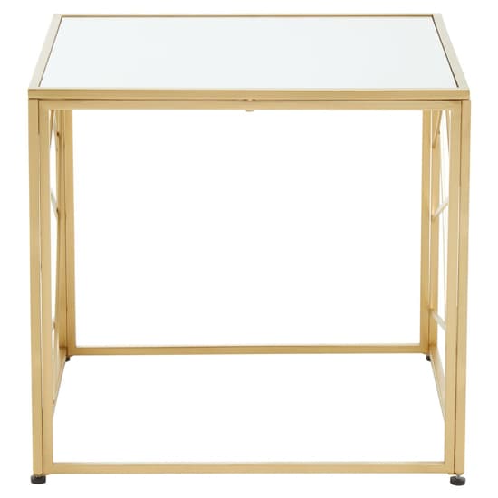 Farota Square Mirrored Glass Side Table With Gold Frame_3