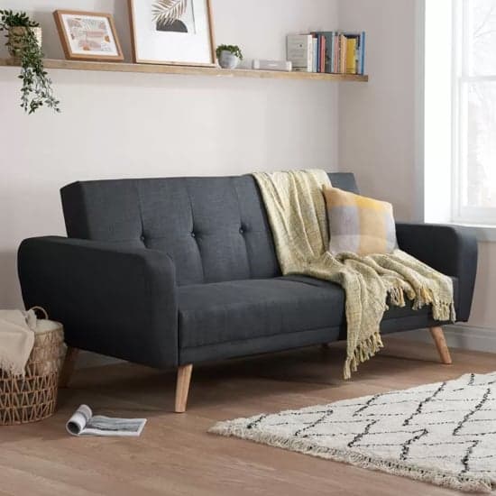 Farrah Fabric Sofa Bed Large In Grey_1