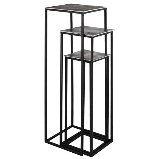 Farron Metal Square Tall Nest Of 3 Tables In Silver_1