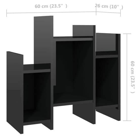 Faxon High Gloss Side Table In With 6 Shelves In Black_5