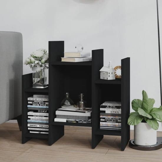 Faxon Wooden Side Table In With 6 Shelves In Black_2