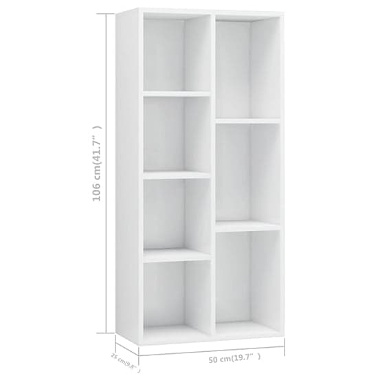 Feivel High Gloss Bookcase With 7 Shelves In White_4