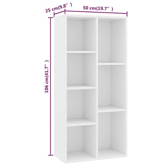Feivel Wooden Bookcase With 7 Shelves In White_4