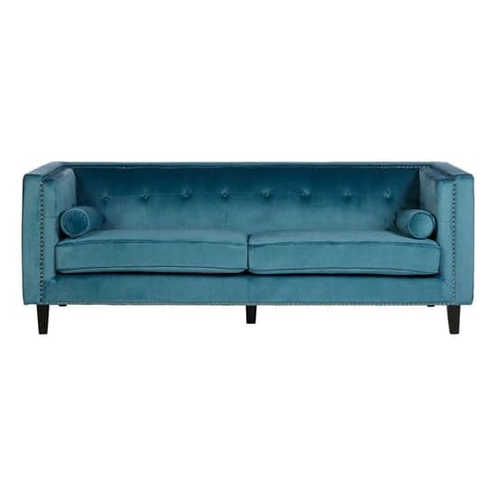 Felisen Upholstered Velvet 3 Seater Sofa In Blue_2