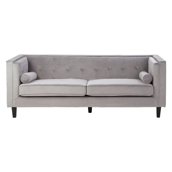 Felisen Upholstered Velvet 3 Seater Sofa In Grey_2