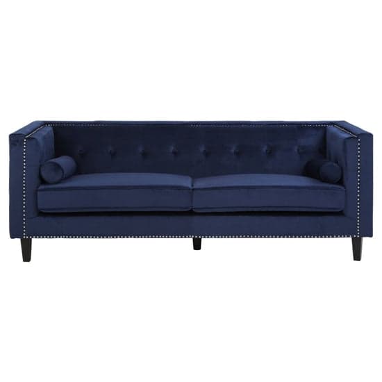 Felisen Upholstered Velvet 3 Seater Sofa In Midnight Blue_2