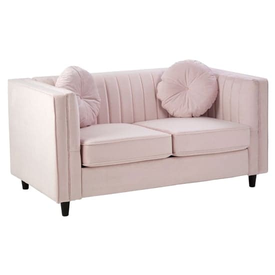 Lismore Upholstered Velvet 2 Seater Sofa In Pink_1
