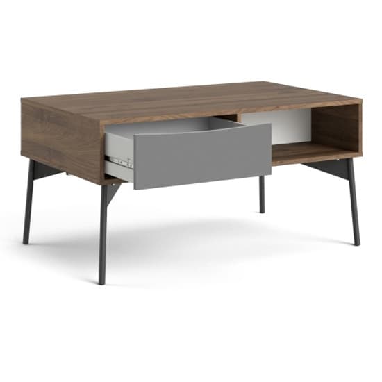 Felton Wooden 1 Drawer Coffee Table In Grey And Walnut_4