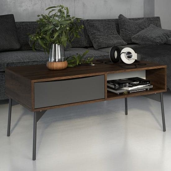 Felton Wooden 1 Drawer Coffee Table In Grey And Walnut_1