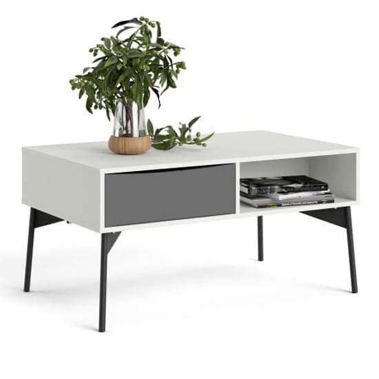Felton Wooden 1 Drawer Coffee Table In Grey And White_2