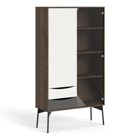 Felton 2 Doors And 2 Drawers Display Cabinet In Grey And Walnut_3