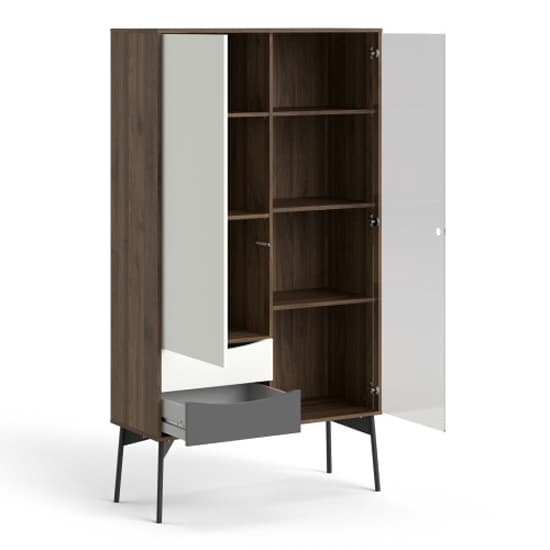 Felton 2 Doors And 2 Drawers Display Cabinet In Grey And Walnut_4