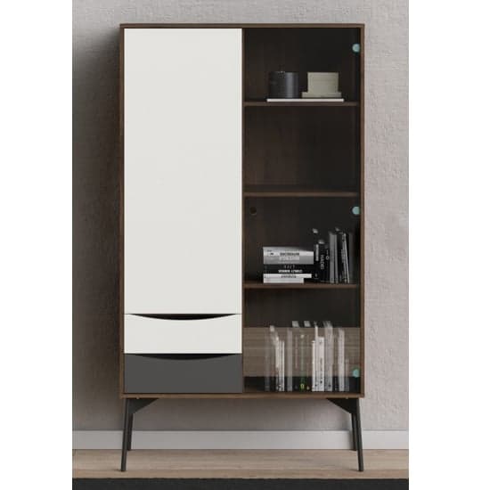 Felton 2 Doors And 2 Drawers Display Cabinet In Grey And Walnut_1