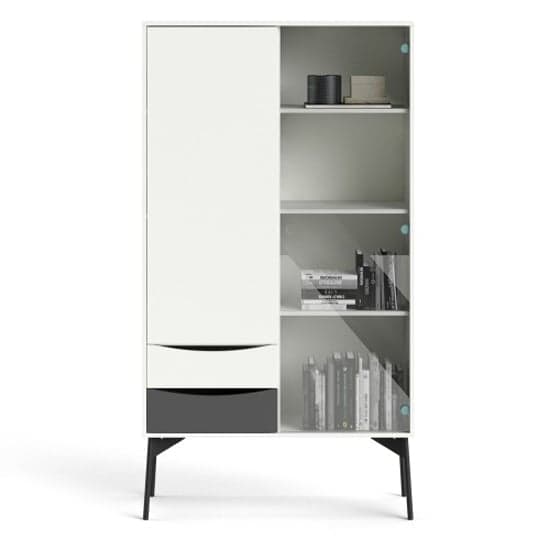 Felton 2 Doors And 2 Drawers Display Cabinet In Grey And White_2