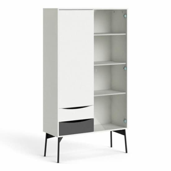 Felton 2 Doors And 2 Drawers Display Cabinet In Grey And White_3
