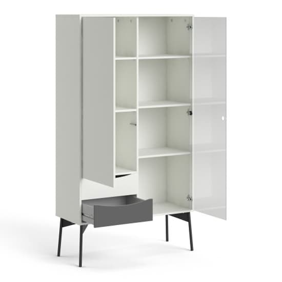 Felton 2 Doors And 2 Drawers Display Cabinet In Grey And White_4