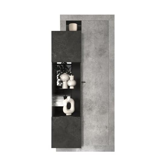 Felton Wooden Display Cabinet 2 Doors In Concrete Lead Grey_2