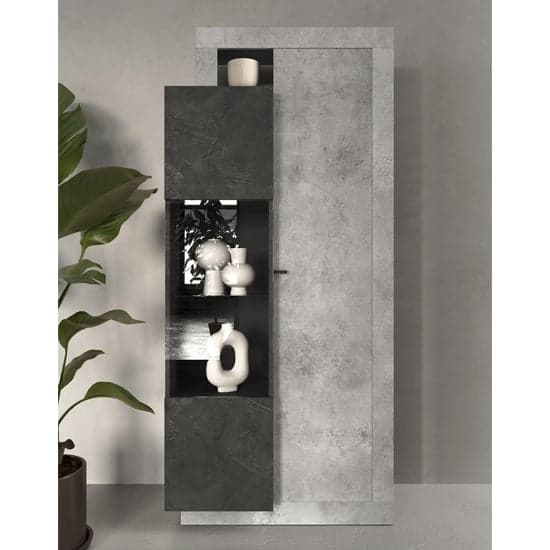 Felton Wooden Display Cabinet 2 Doors In Concrete Lead Grey_1