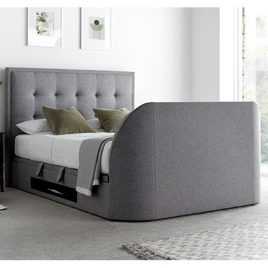 Felton Ottoman Marbella Fabric Double TV Bed In Grey_3