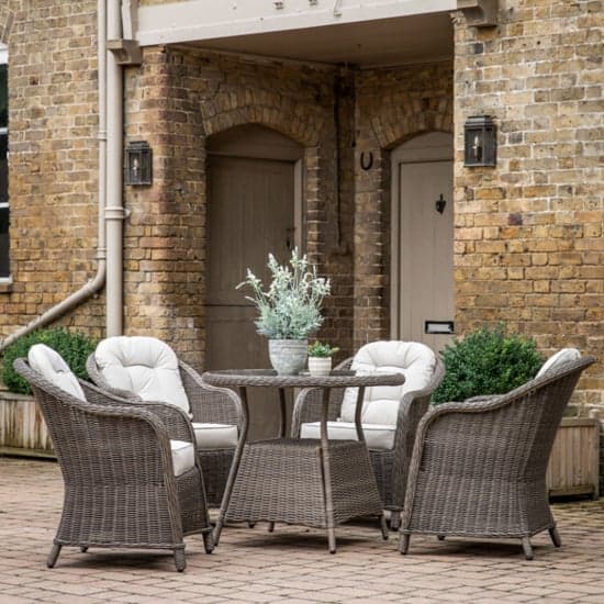 Ferax Outdoor 4 Seater Dining Set In Natural Weave Rattan_1