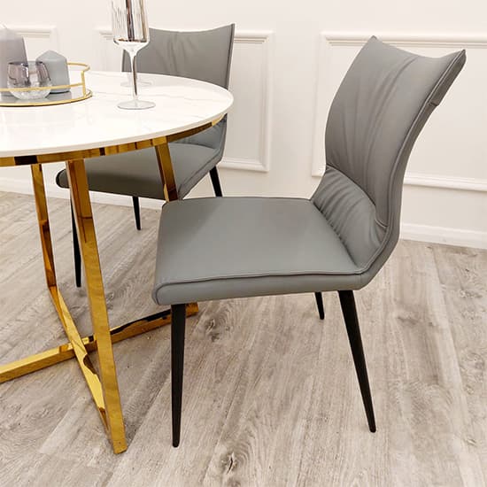 Ferndale Grey Faux Leather Dining Chairs In Pair_4