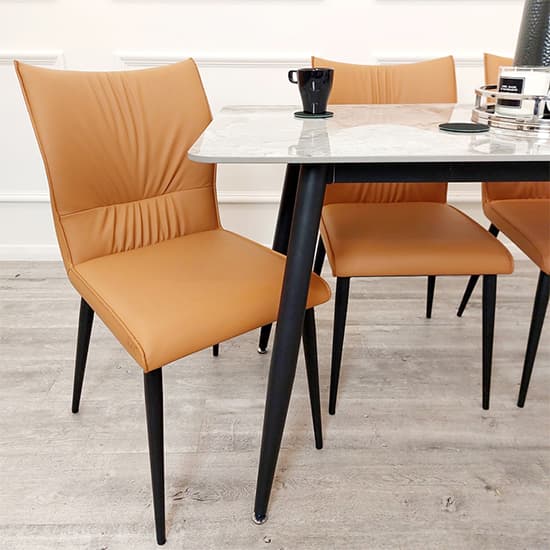 Ferndale Tan Faux Leather Dining Chairs In Pair_4