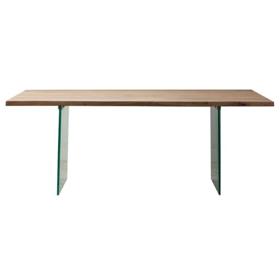 Ferno Small Wooden Dining Table With Glass Legs In Natural_2