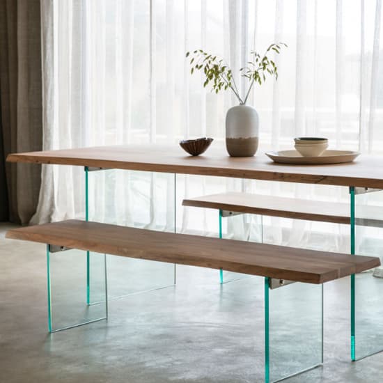 Ferno Wooden Dining Bench With Glass Legs In Natural_3