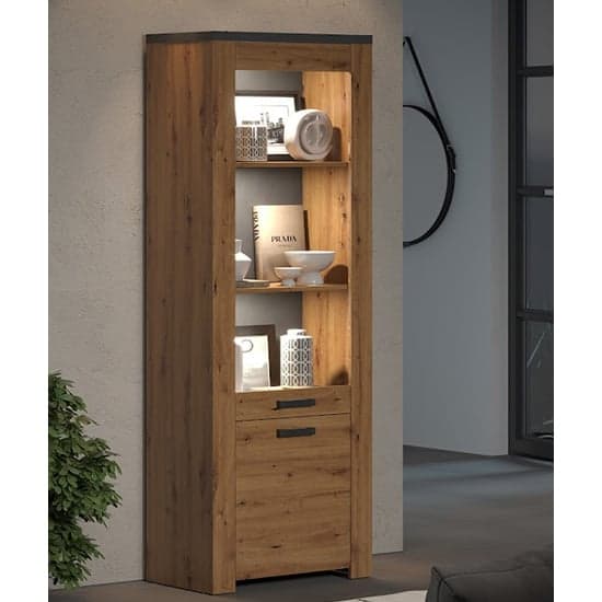 Fero Display Cabinet Tall In Artisan Oak And Matera With LED_2