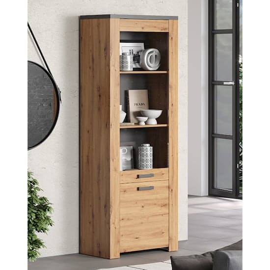 Fero Display Cabinet Tall In Artisan Oak And Matera With LED_3