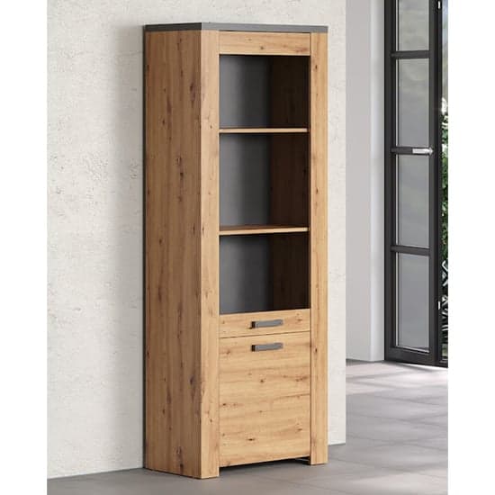Fero Display Cabinet Tall In Artisan Oak And Matera With LED_4