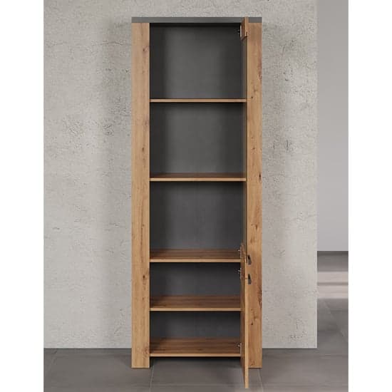 Fero Display Cabinet Tall In Artisan Oak And Matera With LED_5