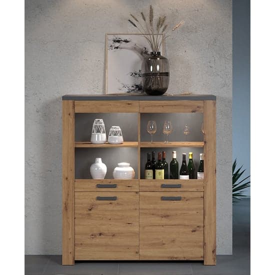 Fero Display Cabinet Wide In Artisan Oak And Matera With LED_2
