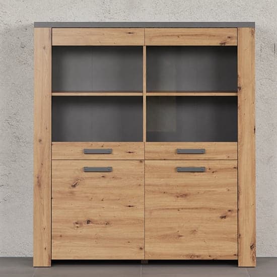 Fero Display Cabinet Wide In Artisan Oak And Matera With LED_4