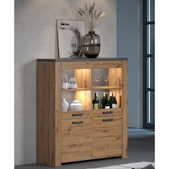 Fero Display Cabinet Wide In Artisan Oak And Matera With LED_1