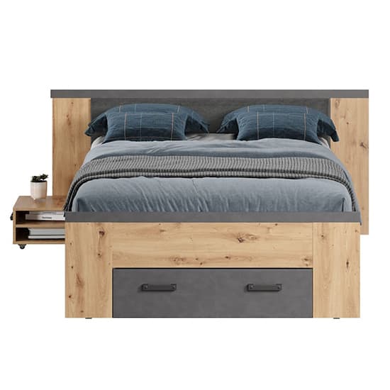 Fero Wooden Double Bed With Storage In Artisan Oak And Matera_4