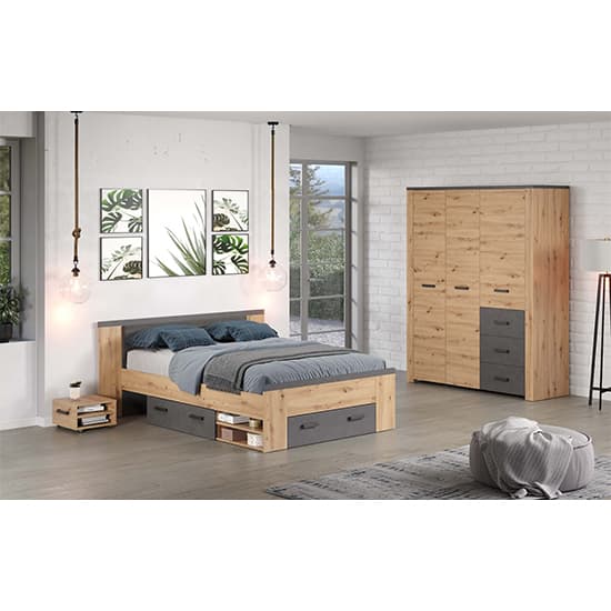 Fero Wooden Double Bed With Storage In Artisan Oak And Matera_5