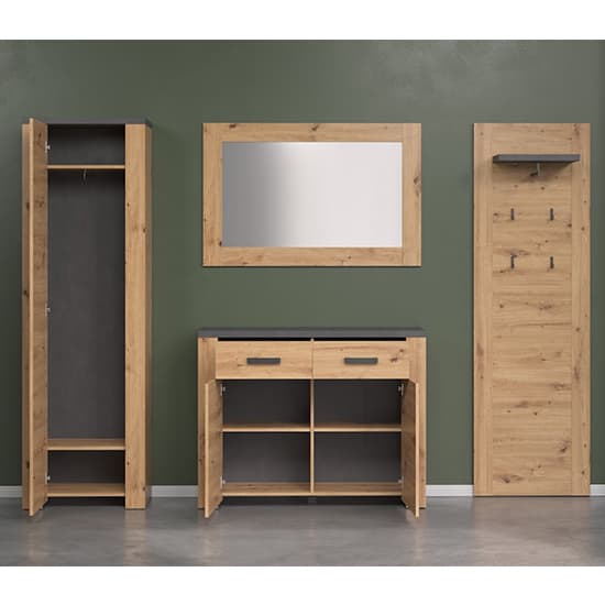 Fero Wooden Hallway Furniture Set In Artisan Oak And Matera_3