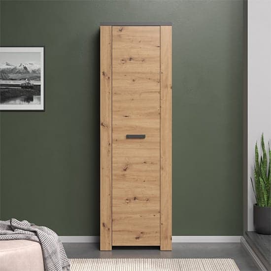 Fero Wooden Hallway Storage Cabinet In Artisan Oak And Matera_2